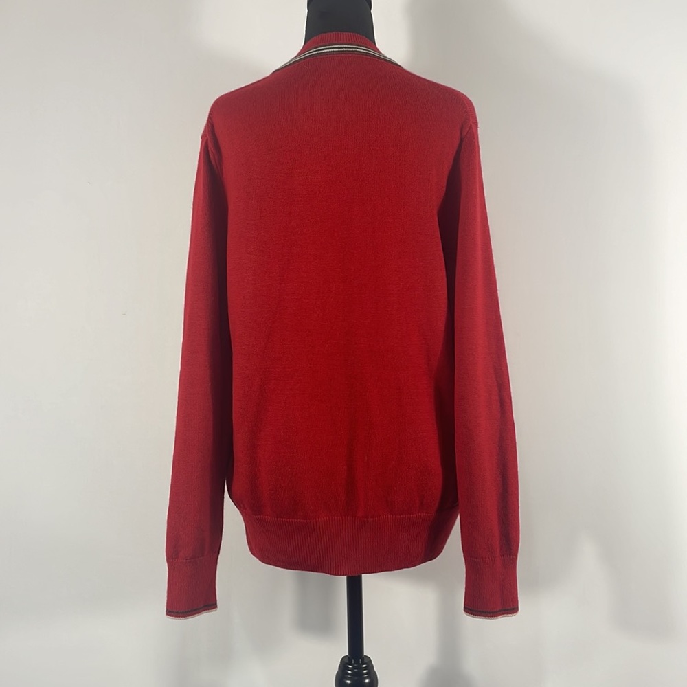 Banana Republic Medium V neck pull over sweater, Red, White & Black stripe - Picture 3 of 9